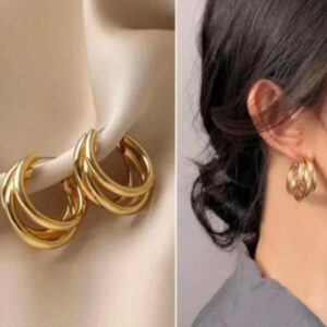 Gold Triple Hoop Earring  korean earring