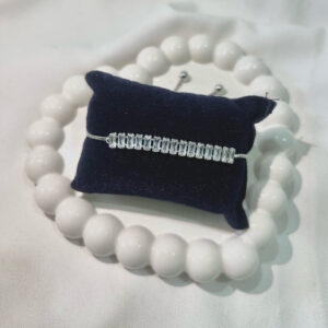 Trending Silver Color Adjustable Ball Slider Chain Clear Crystal Baguette Cubic Zirconia American Diamond AD Nug Engraved Iced Out Bling Wrist Hand Cuff Luxury Tennis Bracelet For Wonen's And Girl's