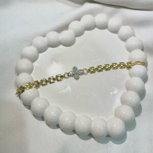 Gold-Toned Crystal Bracelet, Star Design with Decorative Links, Girl's Fashion Jewellery