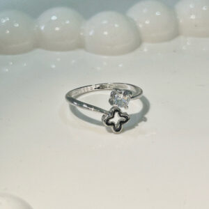 Alfa Jewels stunning silver-plated floral design and studded shimmering white diamond Adjustable finger ring for women and girls.