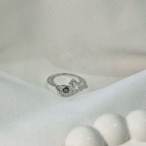 Eve Laye stunning silver-plated floral design and studded shimmering white diamond Adjustable finger ring for women and girls.