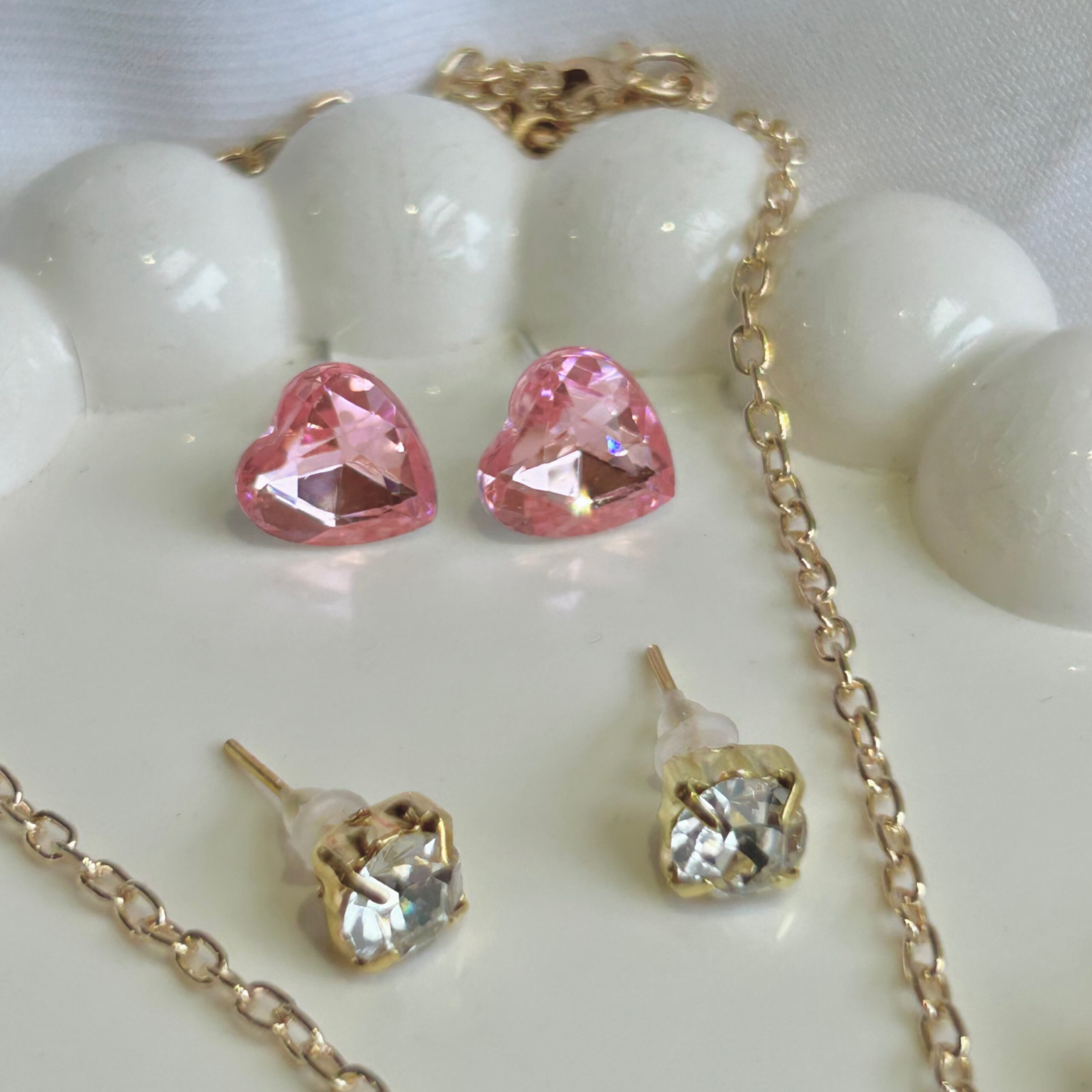 ARTIFICIAL GOLD POLISHED CHAIN WITH Cute Baby Bow SHAPED PENDANT AND 2 EARRINGS SET INCLUDING CUTE BUNNY AND STAR BY BANA CREATIONS - Image 2