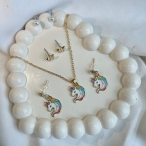 Unicorn Shape Necklace Pendant with Dangler Earrings for Girls & Women Alfa Jewels