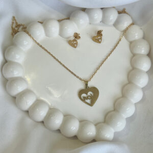  Heart Shape anti tarnish jewelry Pendant With Earrings For Girls and Women