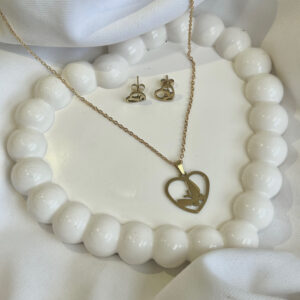 Heart Shape Under Butterfly anti tarnish Jewelry Pendant With Earrings For Girls and Women