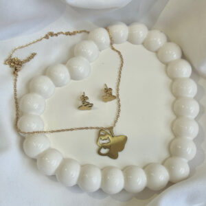 Butterfly Shape anti tarnish jewelry Pendant With Earrings For Girls and Women