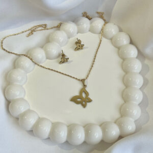 Butterfly Shape anti tarnish jewelry Pendant With Earrings For Girls and Women