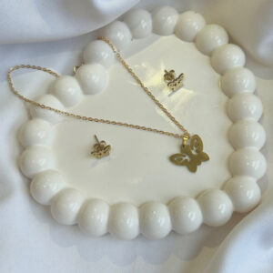 New style Buttlerfly Shape anti tarnish jewelry Pendant With Earrings For Girls and Women