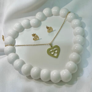 Trippal Heart Shape Anti Tarnish Jewelry Pendant With Earrings For Girls and Women