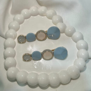 Blue & Squer Hair Clips Set with Golden Flowers, Elegant Korean Style Hair Accessories for Women, Gold-Tone