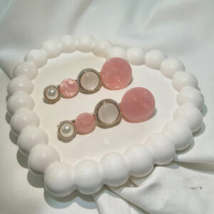 Rose Gold Round Flower Hair Clips Set with Pink Flowers, Elegant Korean Style Hair Accessories for Women, Gold-Tone