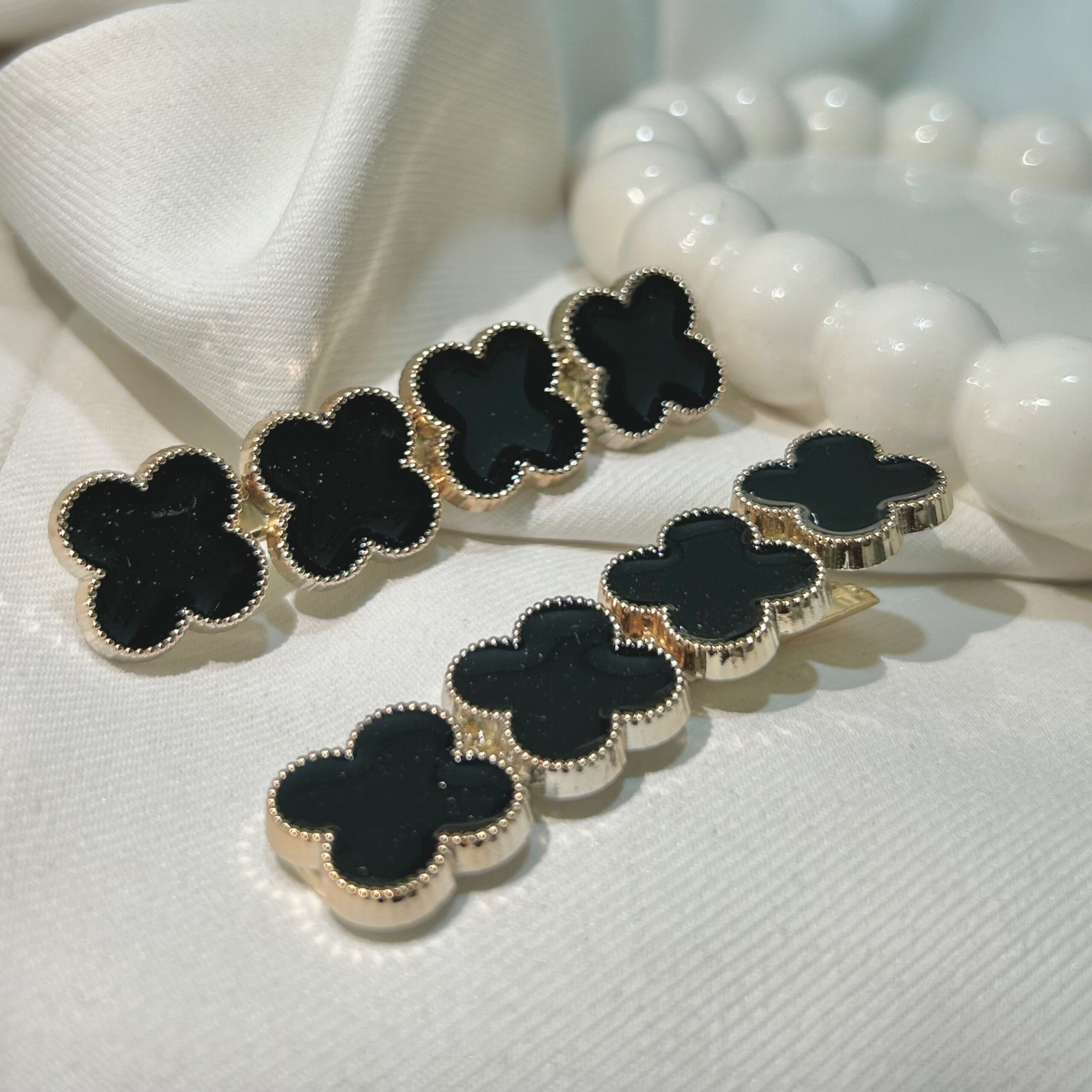 Black Flower Hair Clips Set , Elegant Korean Style Hair Accessories for Women - Image 5