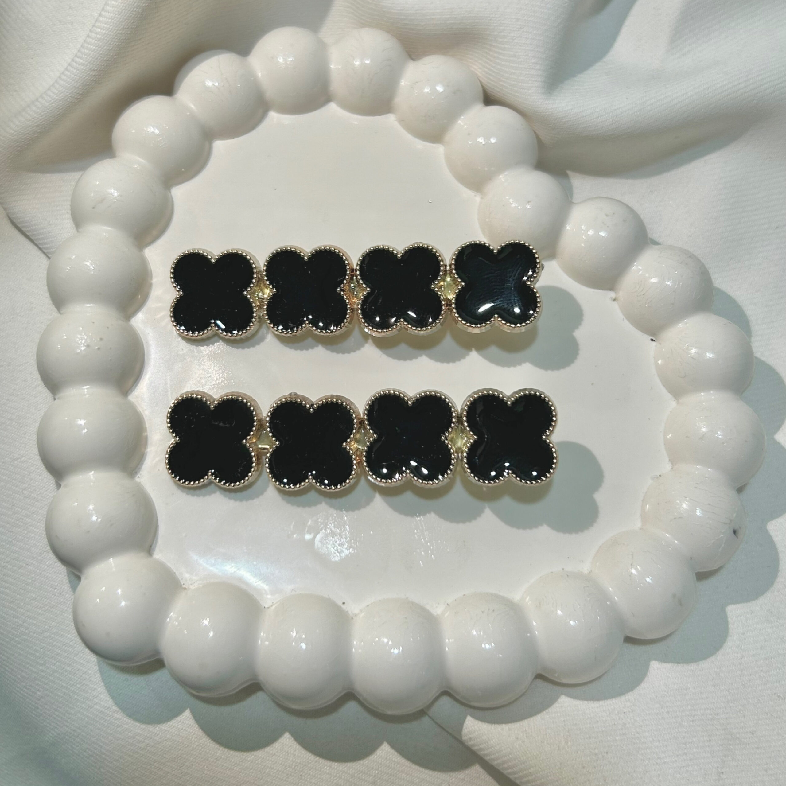 Black Flower Hair Clips Set , Elegant Korean Style Hair Accessories for Women