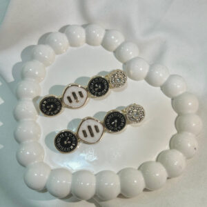 Black Round Goden Black Mix Hair Clips Set , Elegant Korean Style Hair Accessories for Women