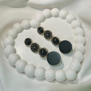 Black Round Hair Clips Set , Elegant Korean Style Hair Accessories for Women