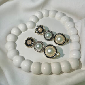 Golden Black Pearl Hair Clips Set , Elegant Korean Style Hair Accessories for Women