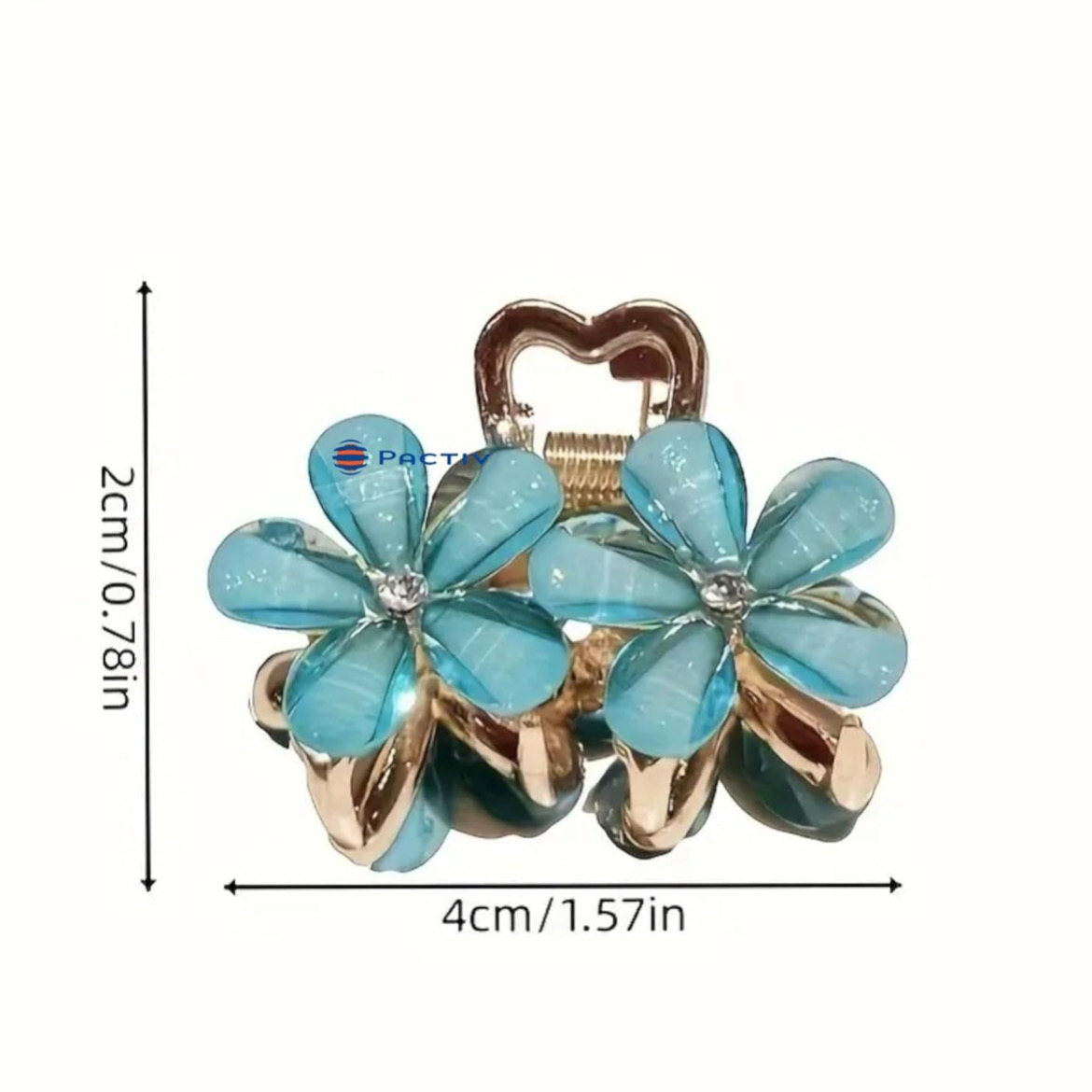 2 Pic Elegant Crystal Flower Hair Claw - Medium Size, Alloy Flower Clip For Women & Girls, Cute & Stylish Side Hair Accessory, Multicolor - Image 3