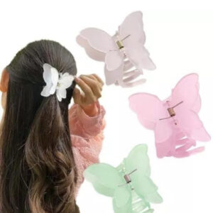 Korean Style Double Buttrfly Big Hair Claw Clips For Thin Thick Curly Hair Strong Hold Transparent Matte Hair Clature For Women & Girls Pack Of 2 Pcs