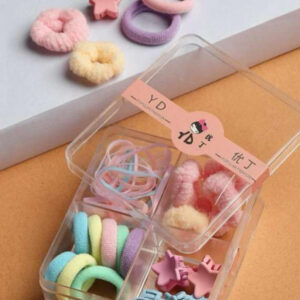 Baby Rubber Bands For Thin and Thick Hair | Durable Cotton Ponytail Holders For Baby Kid Girls Accessories Set (Multicolor, Set of 28 Pcs) - With Storage Box