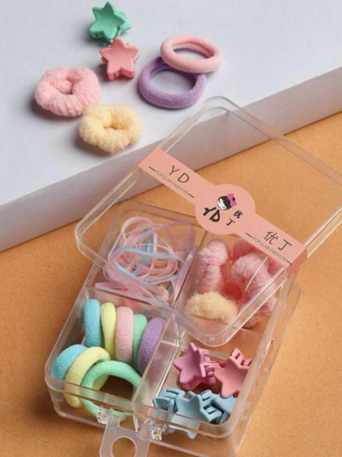 Baby Rubber Bands For Thin and Thick Hair | Durable Cotton Ponytail Holders For Baby Kid Girls Accessories Set (Multicolor, Set of 28 Pcs) - With Storage Box