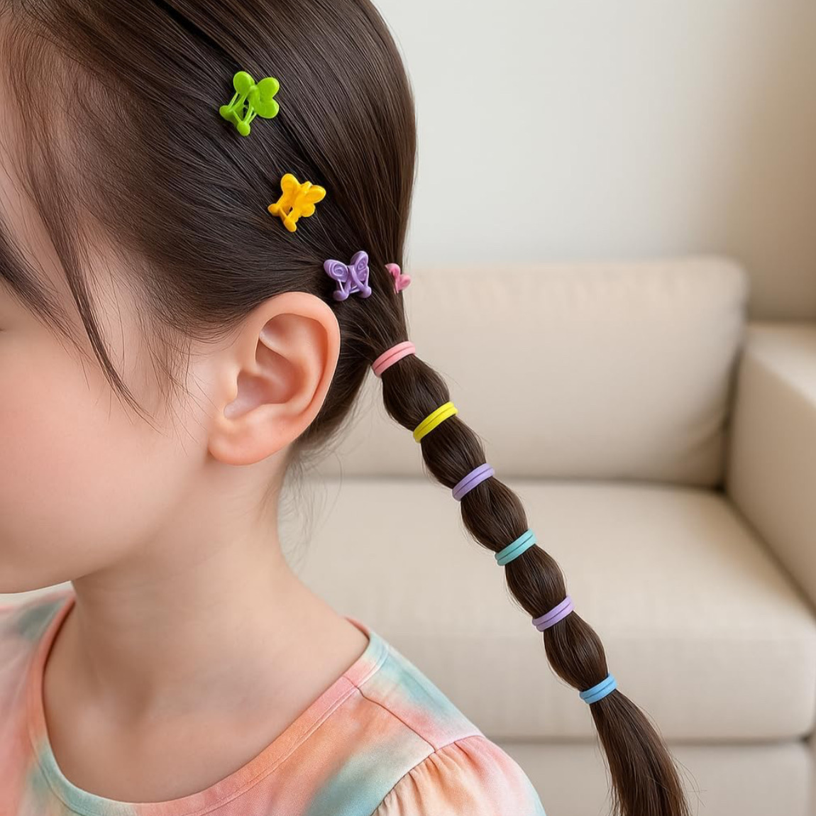 Baby Rubber Bands For Thin and Thick Hair | Durable Cotton Ponytail Holders For Baby Kid Girls Accessories Set (Multicolor, Set of 28 Pcs) - With Storage Box - Image 2