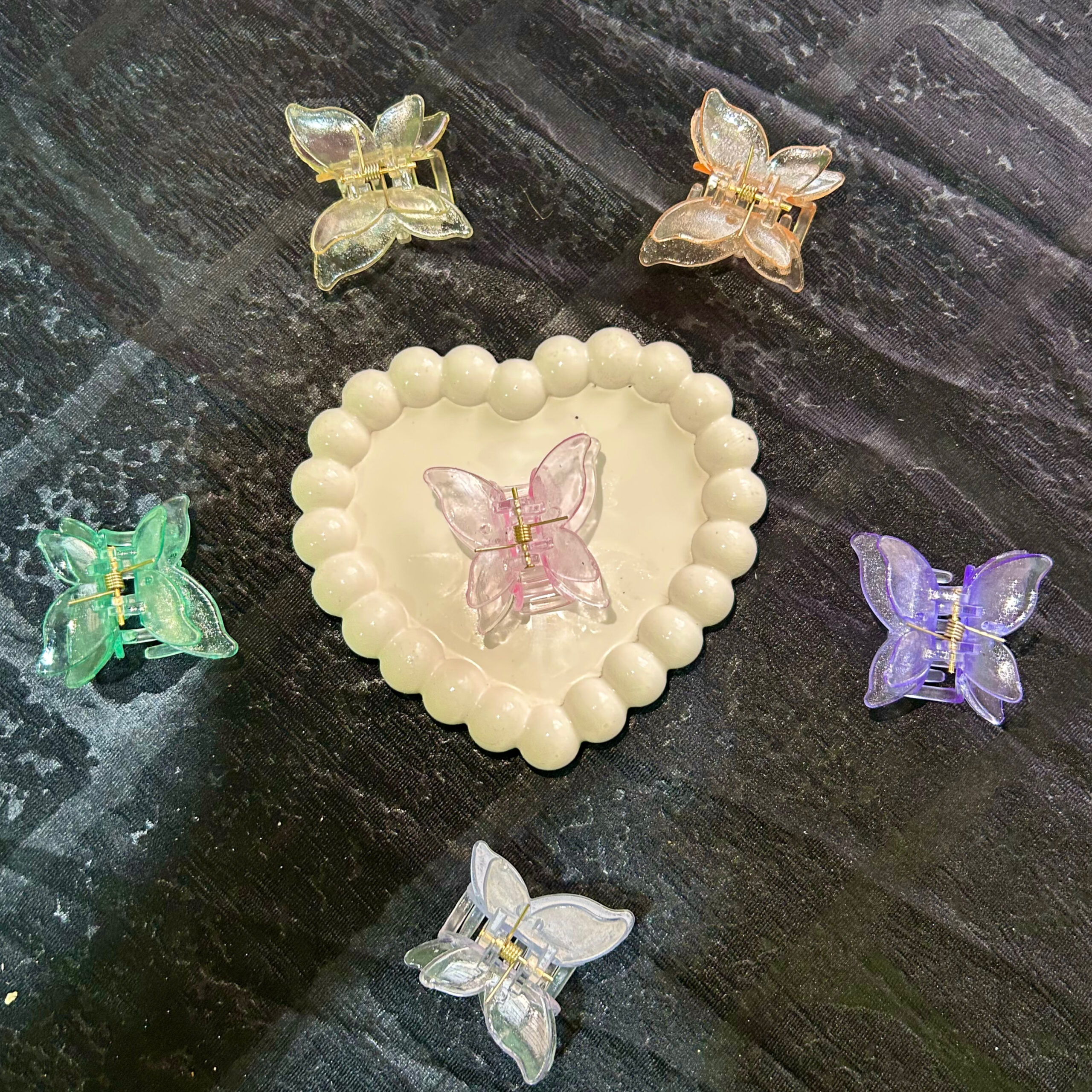 Korean Style Double Buttrfly Small Hair Claw Clips For Thin Thick Curly Hair Strong Hold Transparent Hair Clature For Women & Girls Pack Of 2 Pcs