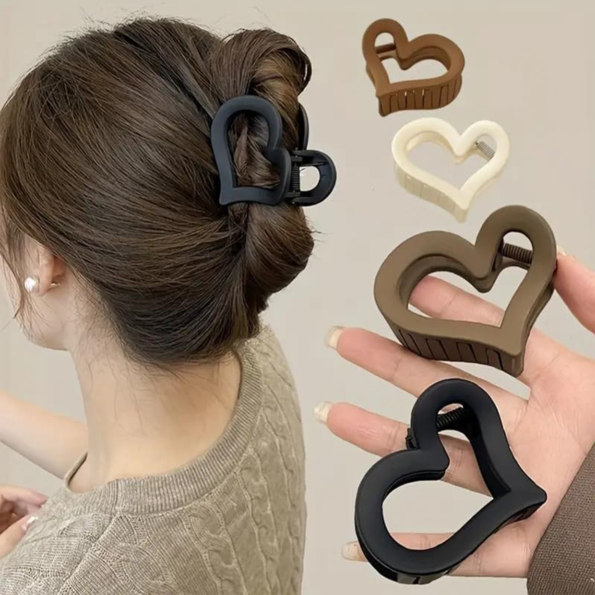 ( Pes 2 )Heart Shape Hair Clutcher/Claw Clips Fashion Simple Matte Plastice Hair Claw Women Girls (PACK OF 2 )