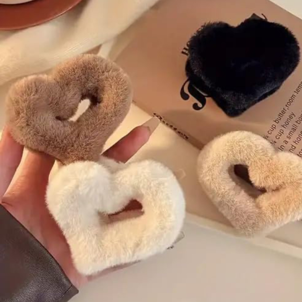 ( Pack of 2 )fur Heart Hair Claw Clips for Women & Girls | Soft Faux Fur Clutcher for Bun, Ponytail | Non-Slip Cute Hair Accessories for Thick & Thin Hair. - Image 5