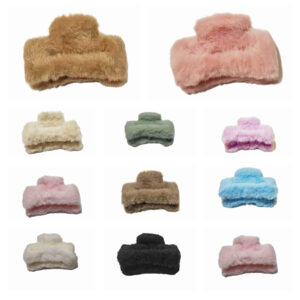 Set of 2 Soft Fur Hair Claw Clips for Women & Girls | Fluffy Winter Hair Accessories | Stylish Clutchers for Thick & Thin Hair | Multicolor