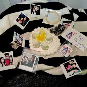 Rakhi Hampper Of clature with 20 Memorable Photos Yellow Colure