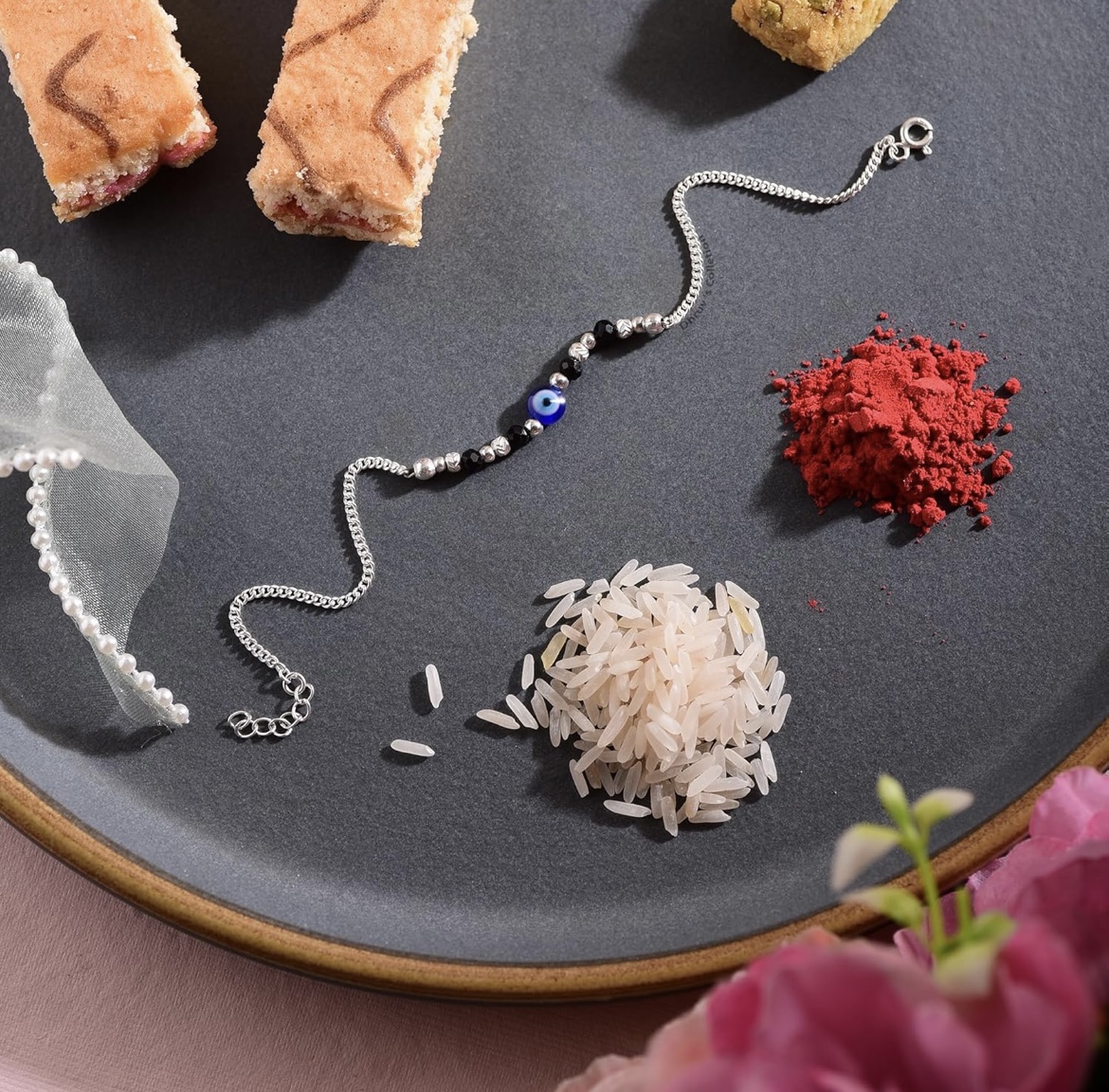 Sterling Silver Evil Eye 7” Chain Anklets with Adjustable & Secure Spring Lock Gift for Women/Girls - Image 3