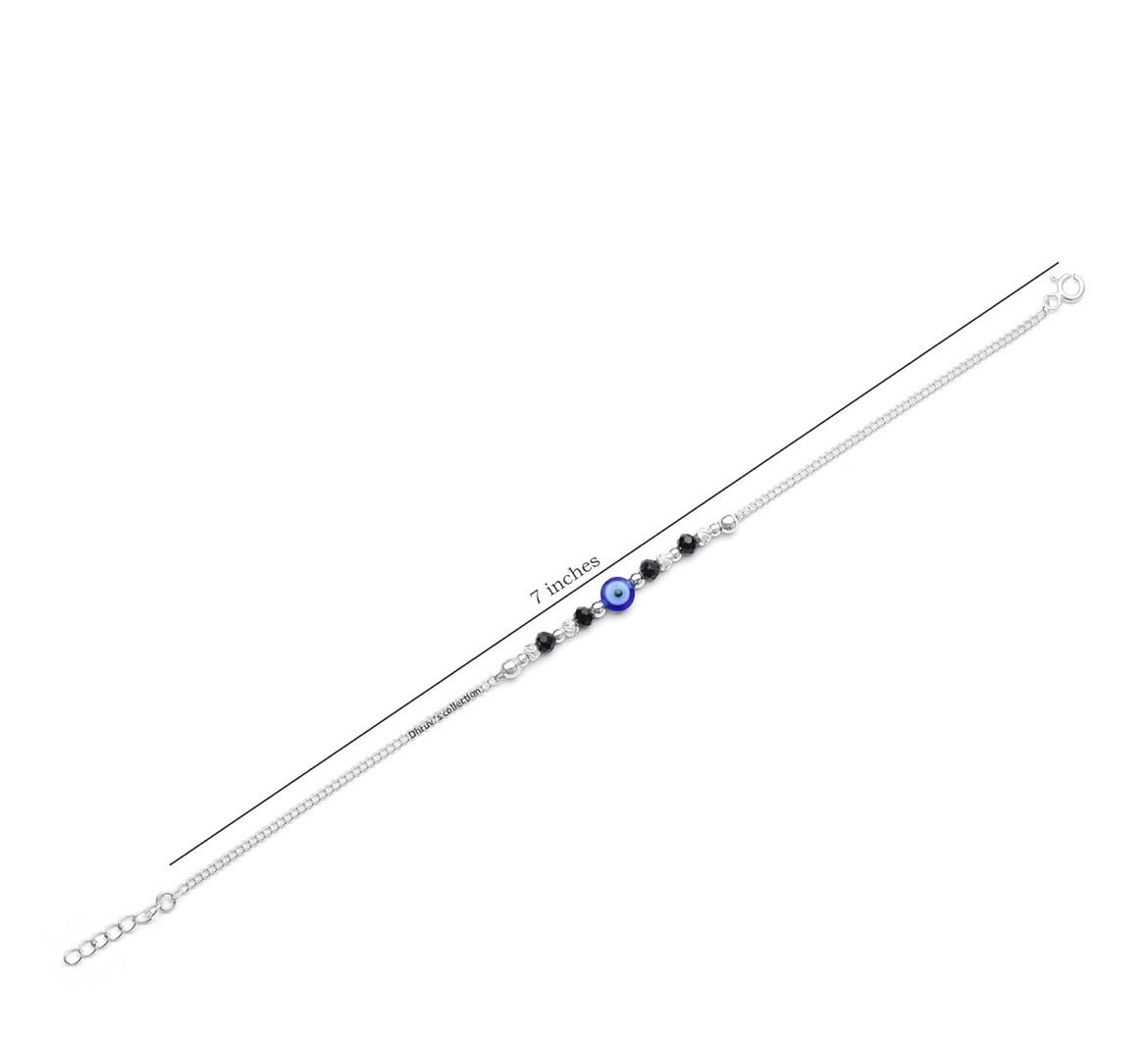 Sterling Silver Evil Eye 7” Chain Anklets with Adjustable & Secure Spring Lock Gift for Women/Girls - Image 4