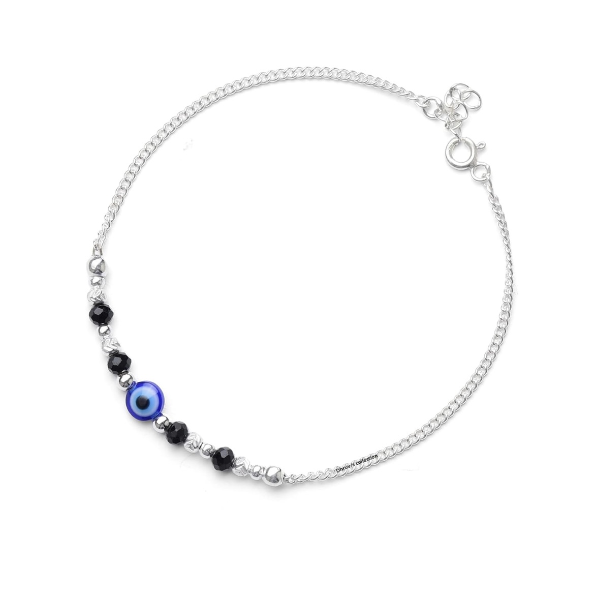 Sterling Silver Evil Eye 7” Chain Anklets with Adjustable & Secure Spring Lock Gift for Women/Girls - Image 5
