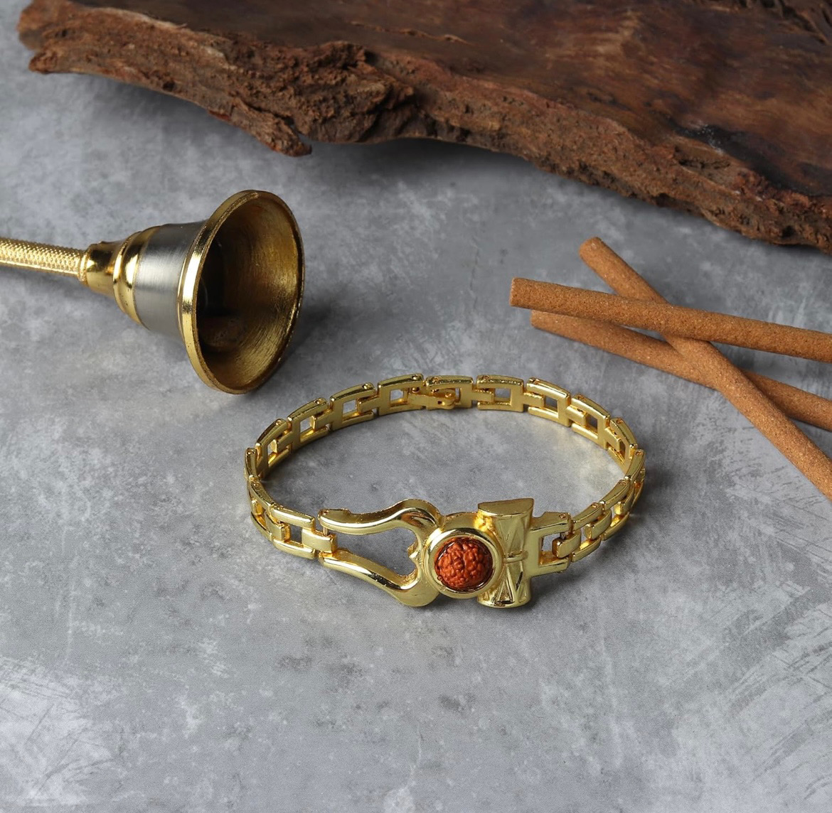 Brass Rudraksha Beads Bracelet | Stylish & Elegant (One Size)