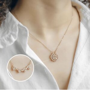 Elegant Rose Gold-Plated Clover Heart Pendant Necklace for Women & Girls – Stylish & Trendy Gift Jewelry
