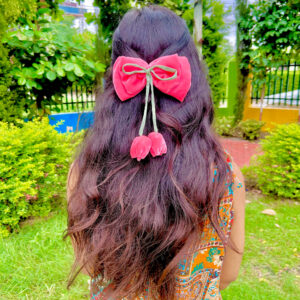 Handmade Lili Pink Colour Bow Latest Korean Style Big Bow Hair Clips Ornament Hairpin Headdress Hair Accessories French Clips Big Hair Bows