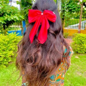 Heart Shape Pearl Red Colure Latest Korean Style Big Bow Hair Clips Ornament Hairpin Headdress Hair Accessories French Clips Big Hair Bows