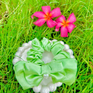 Green Bow Style Scrunchie, Hair Ties, Rubber Band For Womens And Girls