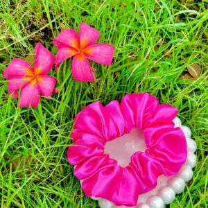 Handmade Dark Pink Scrunchie, Hair Ties, Rubber Band For Womens And Girls
