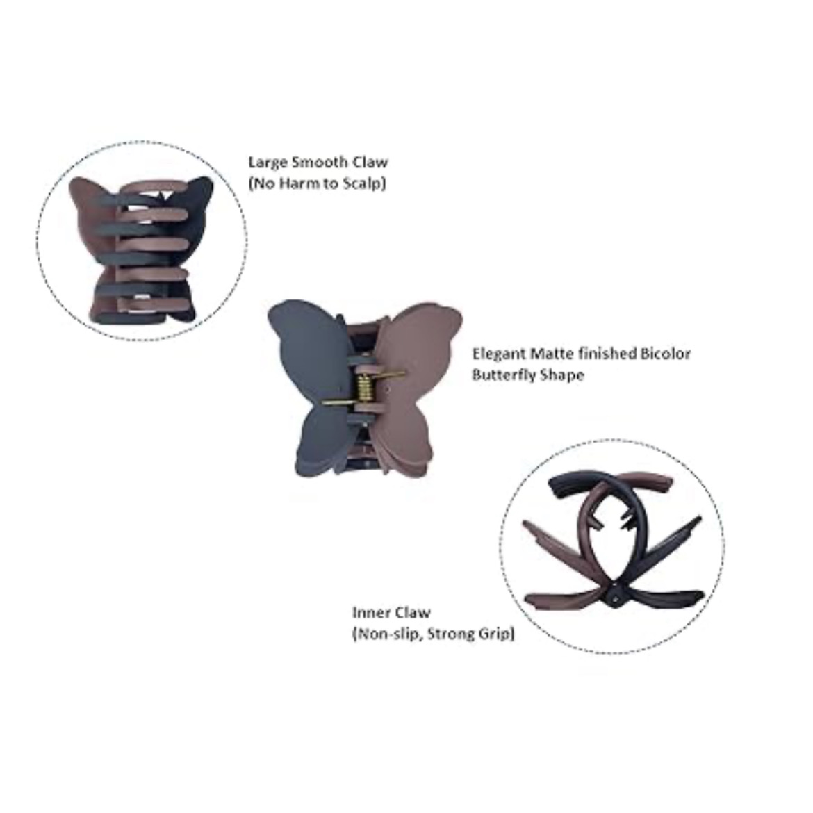 Beauty Flow Pcs Bicolor Matte Finished Hair Clutchers, Hair Accessories for Woman Girls, Luxurious, Korean Claw Clips - Image 3