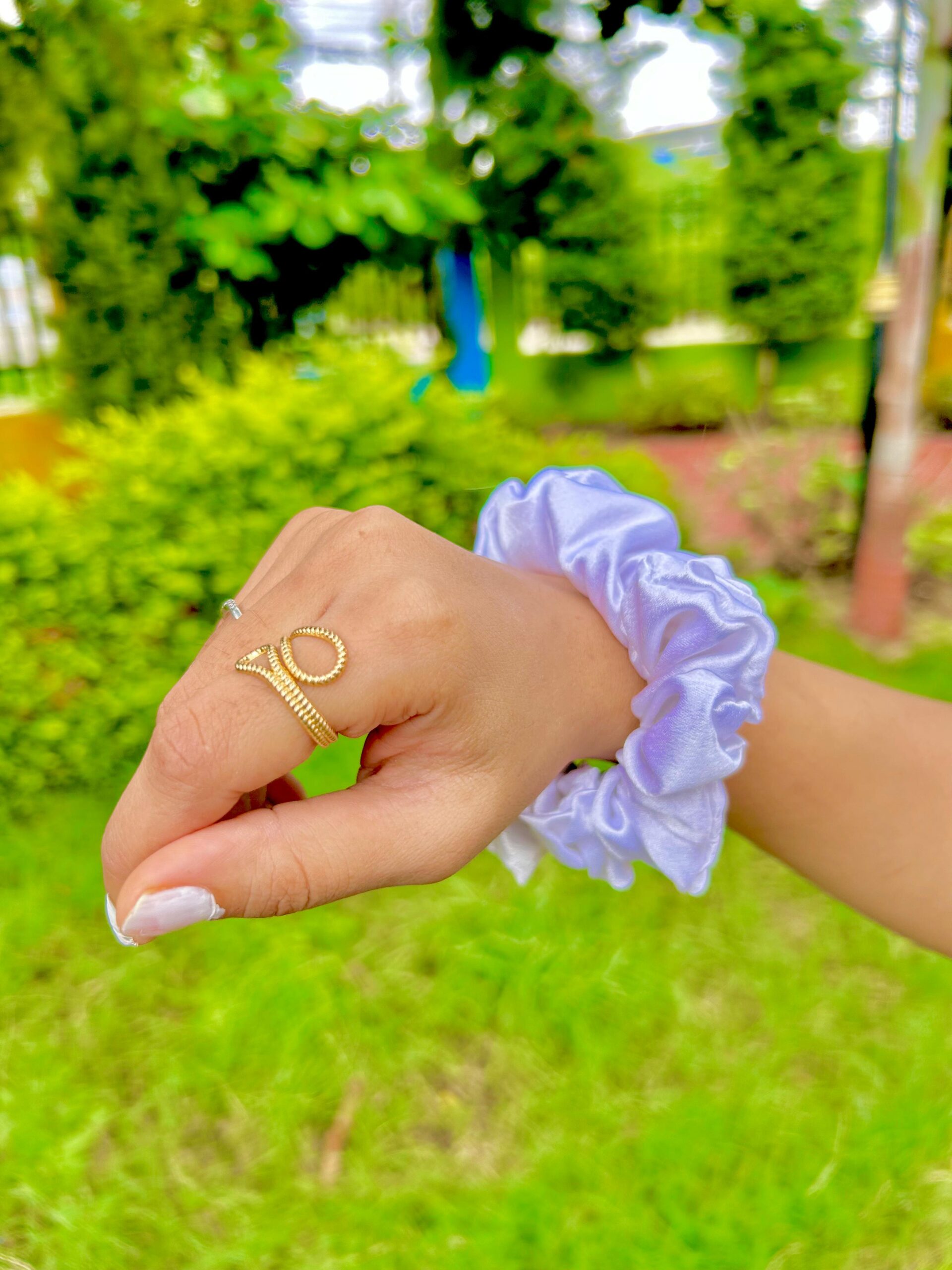 Handmade Simple Satin White Scrunchie, Hair Ties, Rubber Band For Womens And Girls - Image 2