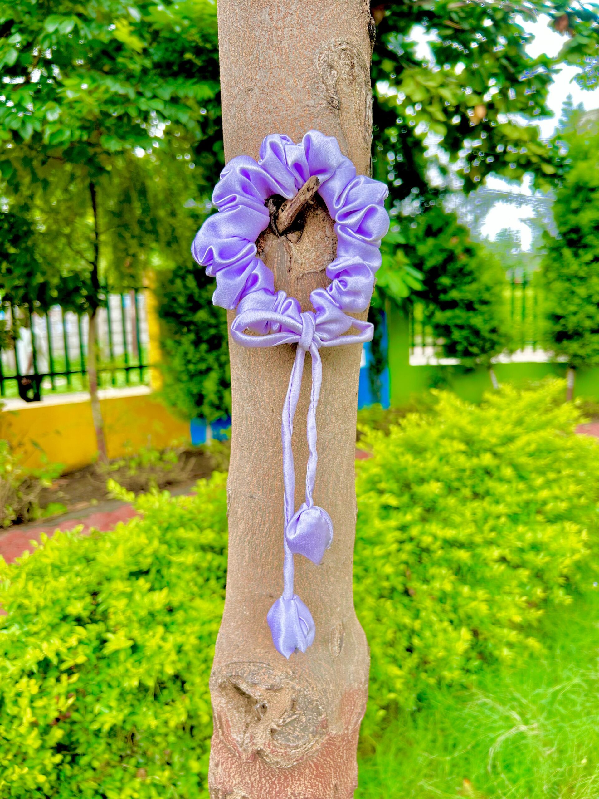 Handmade Purple Tulip Hair Scrunchies , Hair Ties, Rubber Band For Womens And Girls