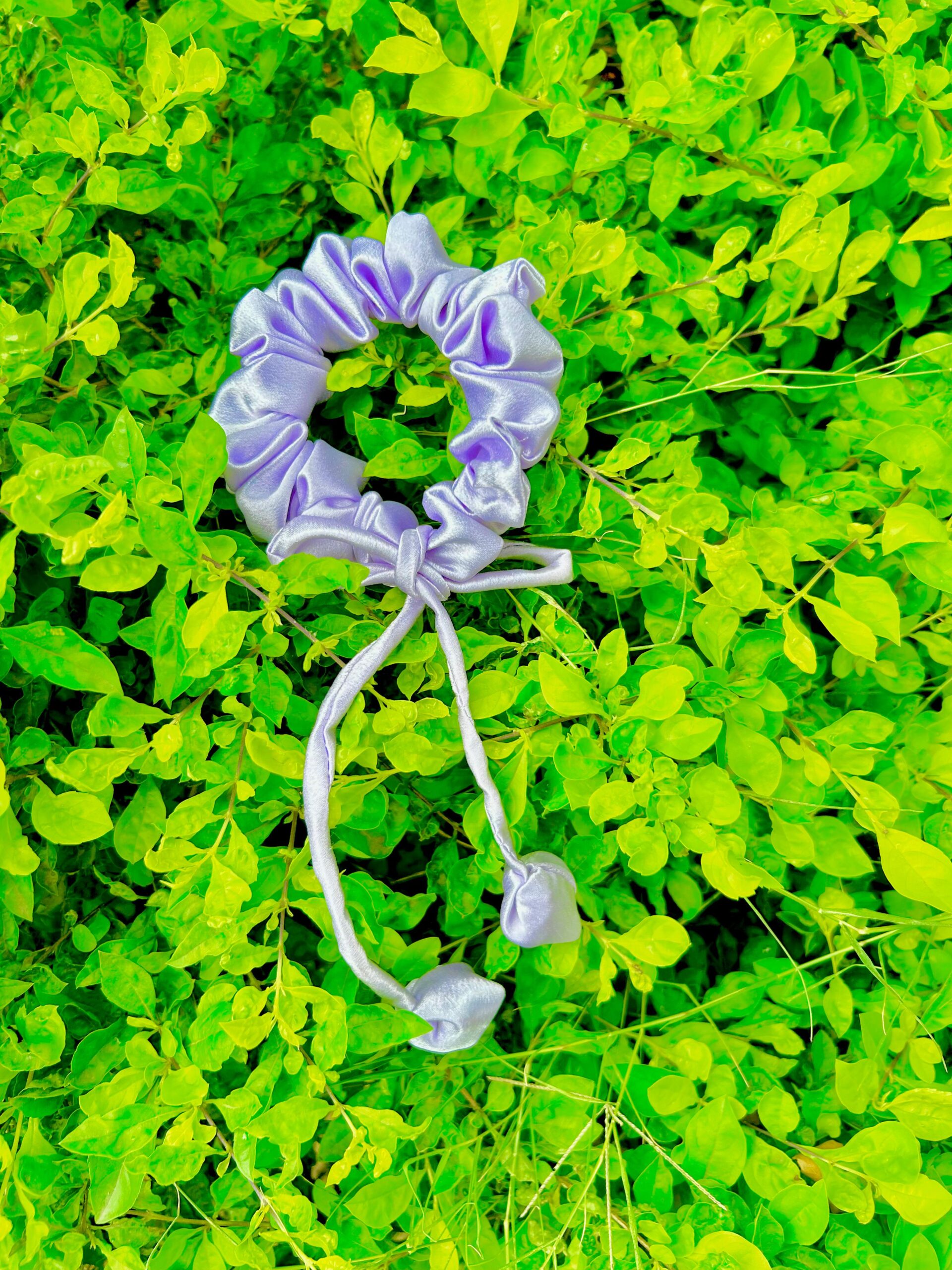 Handmade Purple Tulip Hair Scrunchies , Hair Ties, Rubber Band For Womens And Girls - Image 2