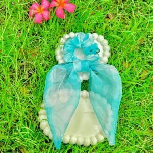 Handmade Blue Colour Net Scrunchie, Hair Ties, Rubber Band For Womens And Girls