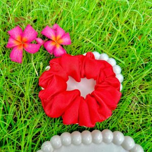 Handmade Pink Simple  Colour Scrunchie, Hair Ties, Rubber Band For Womens And Girls