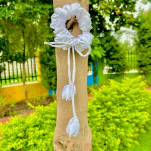 HandmadeWhite Satin  Tulip Hair Scrunchies , Hair Ties, Rubber Band For Womens And Girls