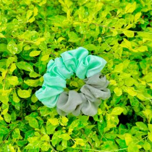 Handmade Cream & Grey Mix Colour Scrunchie, Hair Ties, Rubber Band For Womens And Girls