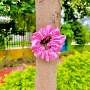 Handmade Pink Hair Scrunchies , Hair Ties, Rubber Band For Womens And Girls