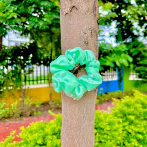 Handmade Turquoise Fabric Hair Scrunchies , Hair Ties, Rubber Band For Womens And Girls