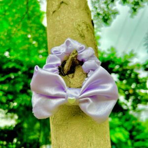 Handmade Purple Colour Bow style Scrunchie, Hair Ties, Rubber Band For Womens And Girls